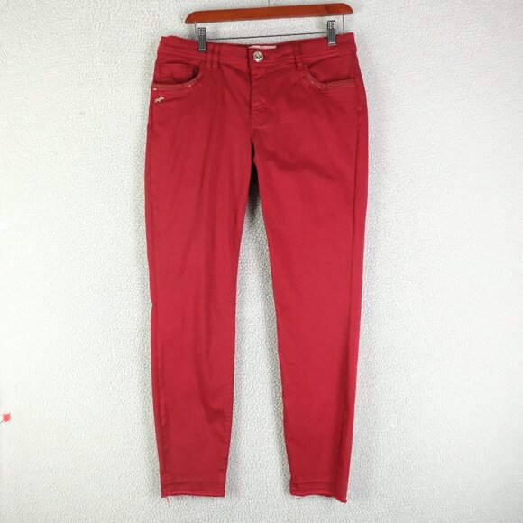 Mos Mosh Jeans Womens 29 Red Summer Jewel Gd Pant Tapered Lightweight - Picture 1 of 12